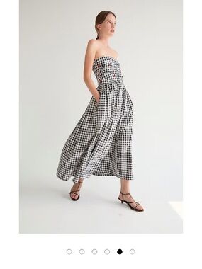 TACH Black and White Gingham Strapless Dress